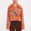 CARVER CROPPED COAT | PERSIMMON MEGA PLAID