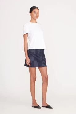 ANNETTE SKIRT | NAVY PINSTRIPE -Staud Outlet Store 063 230516 Staud Fall Ecom 03256 web