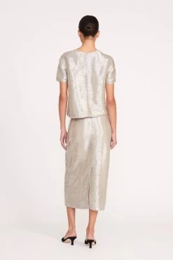 INGRID TOP | SILVER -Staud Outlet Store 11 INGRID TOP TULIP SKIRT SILVER 0181 web