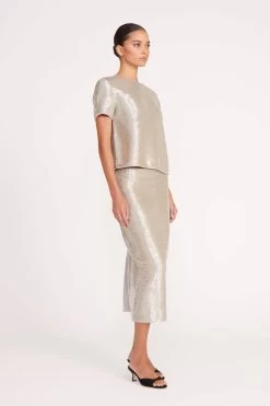 INGRID TOP | SILVER -Staud Outlet Store 12 INGRID TOP TULIP SKIRT SILVER 0177 web