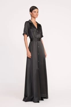 MILLIE DRESS | BLACK SATIN 8 MILLIE DRESS | BLACK SATIN -Staud Outlet Store 210 MILLIE DRESS BLACK SATIN 0498 web