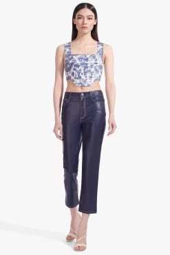 ALICE TOP | CHINA BLUE TOILE -Staud Outlet Store Alice Top Blue Toile Cropped Elliot Pant Navy 00174 web
