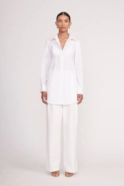 ALITA TUNIC | WHITE -Staud Outlet Store Alita Tunic White Luisa Pant Ivory 00238 web
