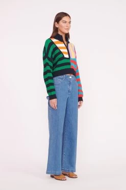 CROPPED HAMPTON SWEATER | CABANA STRIPE MULTI -Staud Outlet Store CROPPED HAMPTON CABANA STRIPE 01584 web