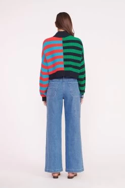 CROPPED HAMPTON SWEATER | CABANA STRIPE MULTI -Staud Outlet Store CROPPED HAMPTON CABANA STRIPE 01592 web