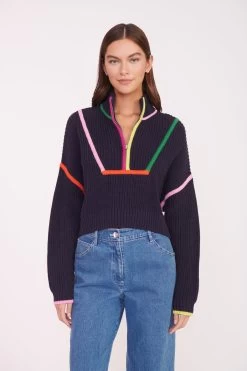 CROPPED HAMPTON SWEATER | NAVY MULTI