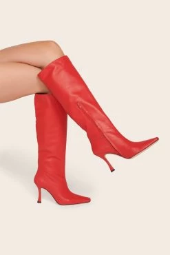 CAMI BOOT | CHERRY -Staud Outlet Store Cami Boot Cherry Leather 002 web