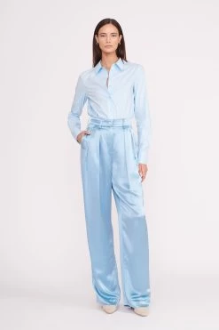 LUISA PANT | FRENCH BLUE SATIN -Staud Outlet Store Copyof013 230601 Staud Fall Ecom 00963 web