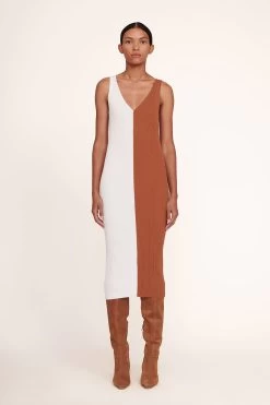 CAMI BOOT | TAN SUEDE -Staud Outlet Store Dana Dress Tan White 002 edit web 2156bb45 d2e0 457f 82fa 6ddf2964c0a8