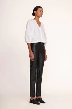 ELLIOT PANT | BLACK VEGAN LEATHER -Staud Outlet Store Dill Top White Elliot Pant Black 005 edit web