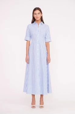 SYLVIA MULE | NATURAL LINEN -Staud Outlet Store JOAN MAXI DRESS SEA STRIPE 01853 web 1