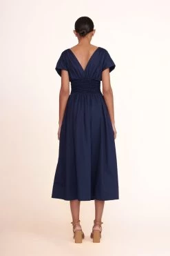 SOLANGE HEEL | TAN SNAKE EMBOSSED -Staud Outlet Store Jackson Dress Navy 02659 web