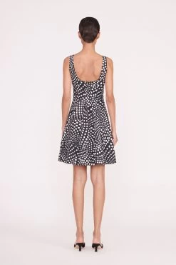 MINI WELLS DRESS | BLACK WAVY DOT -Staud Outlet Store MINI WELLS DRESS 007 00208 web