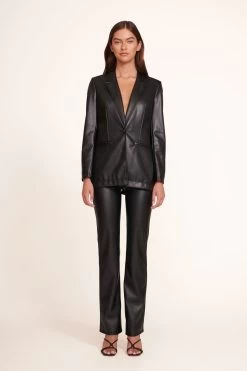 MADDEN BLAZER | BLACK VEGAN LEATHER -Staud Outlet Store Madden Blazer Black Elliot Pant Black 275 edit