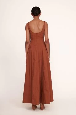 WELLS MAXI DRESS | TAN -Staud Outlet Store Maxi Wells Dress Tan 006 edit web