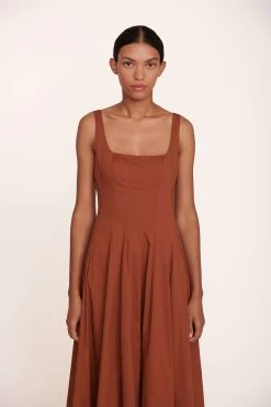WELLS MAXI DRESS | TAN -Staud Outlet Store Maxi Wells Dress Tan 020 edit web