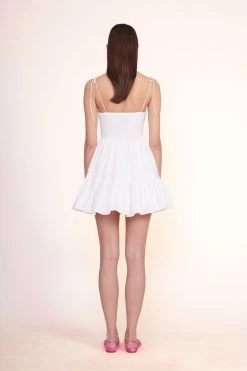 MINI LANDRY DRESS | WHITE -Staud Outlet Store Mini Landry Dress White 00663 web