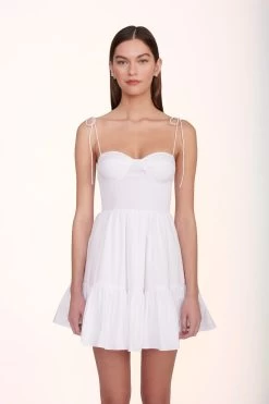 MINI LANDRY DRESS | WHITE -Staud Outlet Store Mini Landry Dress White 00668 web