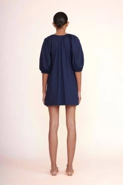 MINI VINCENT DRESS | NAVY -Staud Outlet Store Mini Vincent Dress Black 00493 web