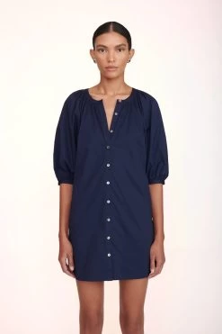 MINI VINCENT DRESS | NAVY -Staud Outlet Store Mini Vincent Dress Black 00498 web