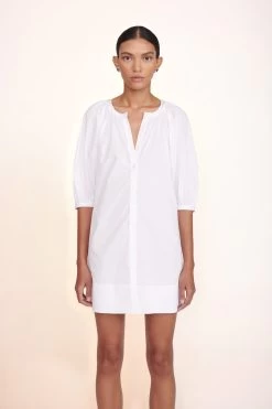 MINI VINCENT DRESS | WHITE -Staud Outlet Store Mini Vincent Dress White 02599 web