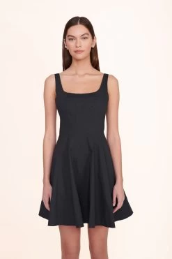 MINI WELLS DRESS | BLACK -Staud Outlet Store Mini Wells Dress Black 00535 web