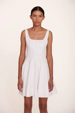 MINI WELLS DRESS | WHITE -Staud Outlet Store Mini Wells Dress White 180 edit web