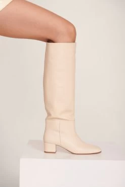 NANCY BOOT | CREAM -Staud Outlet Store Nancy Leather Boot Cream 001 web