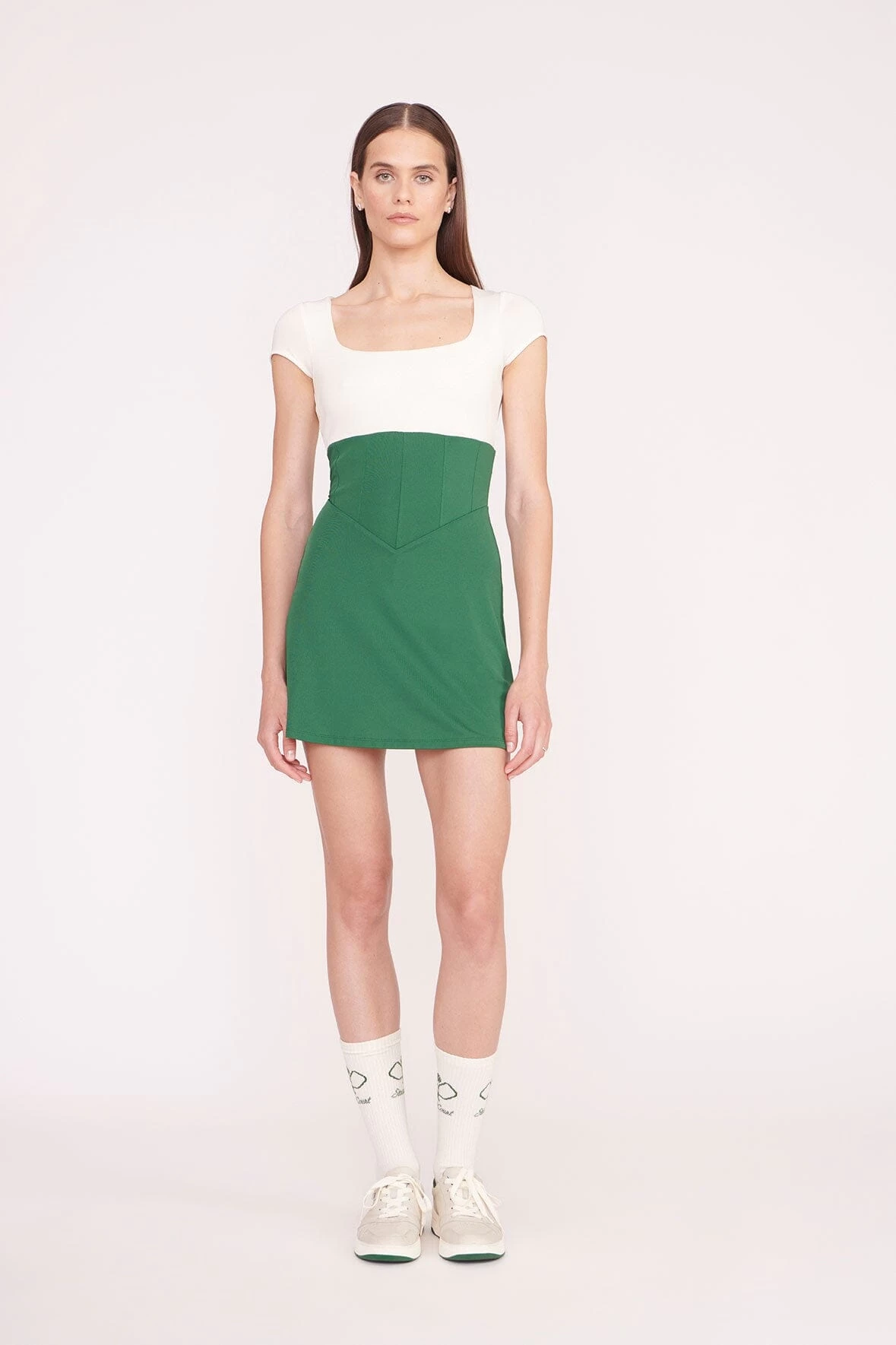 BACKSPIN DRESS | COURT GREEN IVORY 1 BACKSPIN DRESS | COURT GREEN IVORY