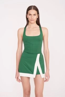 RALLY SKIRT | COURT GREEN IVORY 8 RALLY SKIRT | COURT GREEN IVORY -Staud Outlet Store PickleBall 034 01735 web