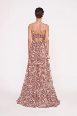 FLORENCE DRESS | CLOVE WAVY DOT 8 FLORENCE DRESS | CLOVE WAVY DOT -Staud Outlet Store Pre Fall 009 00262 web