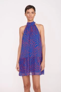MARLOWE DRESS | LAPIS WAVY DOT 9 MARLOWE DRESS | LAPIS WAVY DOT -Staud Outlet Store Pre Fall 028 00912 web