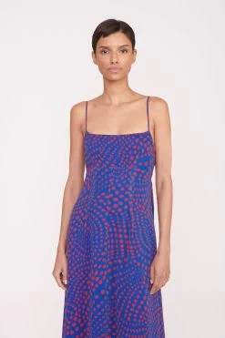 FLORENCE DRESS | LAPIS WAVY DOT 9 FLORENCE DRESS | LAPIS WAVY DOT -Staud Outlet Store Pre Fall 029 00930 web