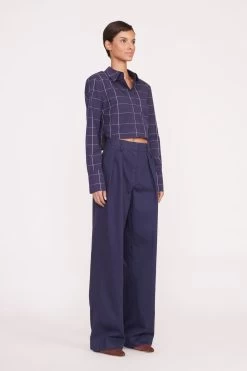 SENECA TOP | NAVY PLAID -Staud Outlet Store Pre Fall 031 00982 web