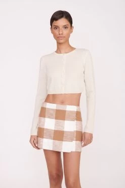 TOUR SKIRT | TOBACCO GINGHAM -Staud Outlet Store Pre Fall 038 01236 web