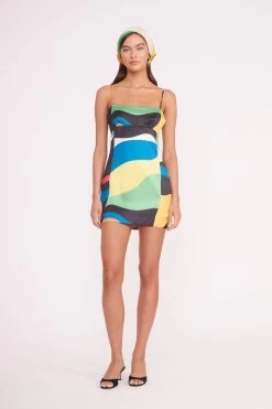 REMINGTON DRESS | MARBLE WAVE -Staud Outlet Store REMINGTON DRESS MARBLE WAVE BRIGITTE MULE BLACK 00143 2 web