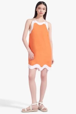 RENATA DRESS | TANGERINE WHITE -Staud Outlet Store Renata Dress Tangerine White 02821 web