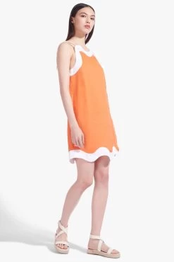 RENATA DRESS | TANGERINE WHITE -Staud Outlet Store Renata Dress Tangerine White 02826 web