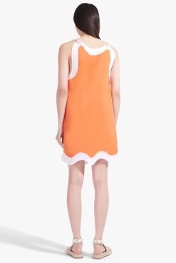 RENATA DRESS | TANGERINE WHITE -Staud Outlet Store Renata Dress Tangerine White 02827 web
