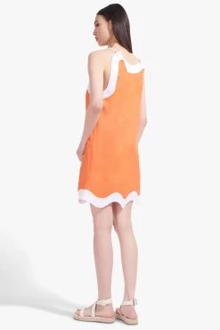RENATA DRESS | TANGERINE WHITE -Staud Outlet Store Renata Dress Tangerine White 02833 web