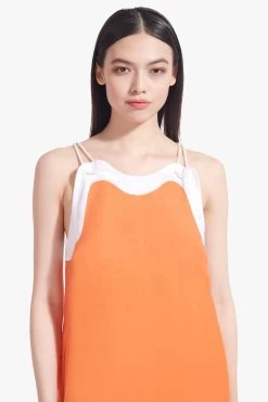 RENATA DRESS | TANGERINE WHITE -Staud Outlet Store Renata Dress Tangerine White 02839 web