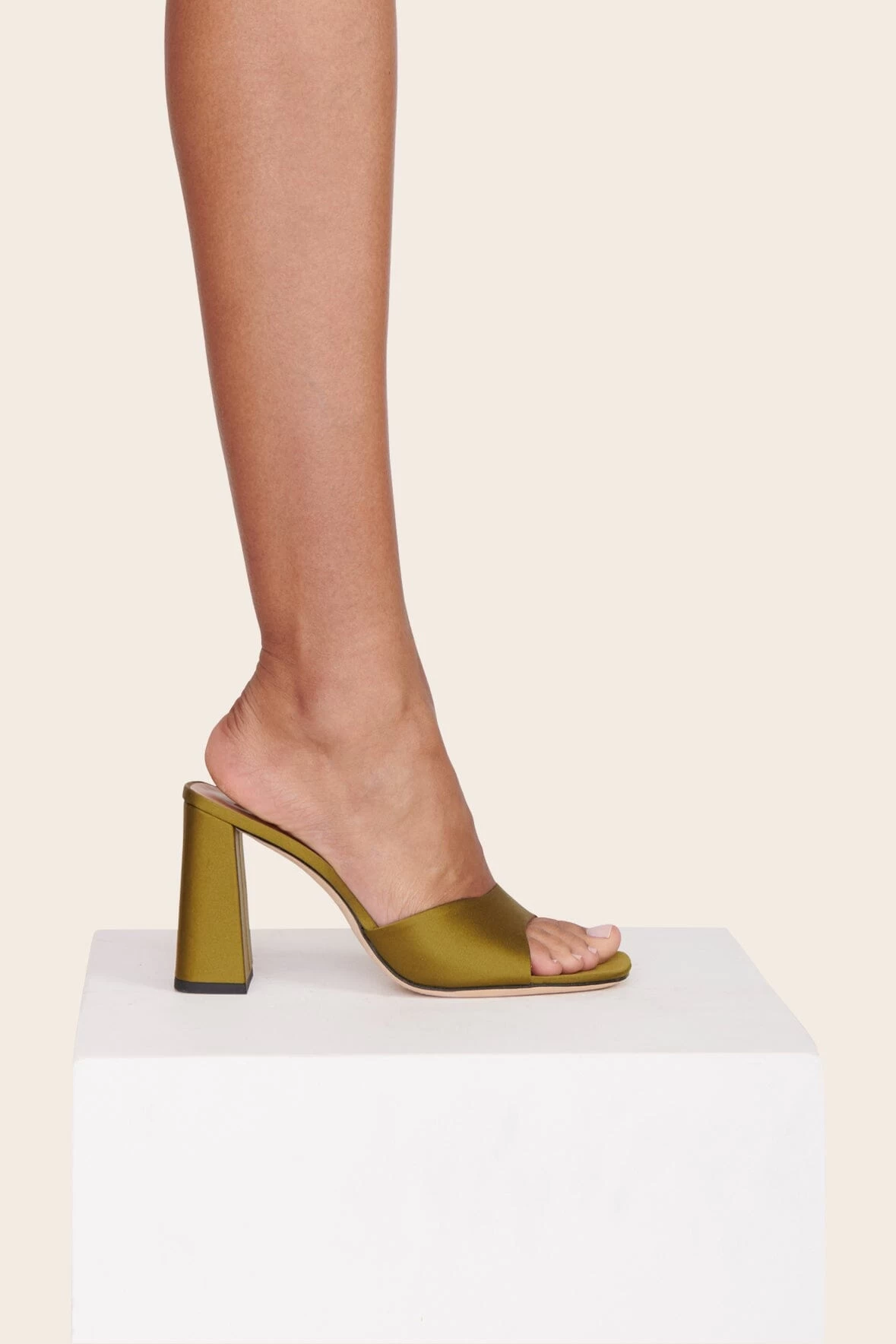 SLOANE HEEL | OLIVE SATIN 4 SLOANE HEEL | OLIVE SATIN - Image 4
