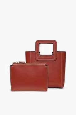 MINI SHIRLEY LEATHER BAG | COGNAC -Staud Outlet Store STAUD MINI SHIRLEY BAG COGNAC FALL19 2