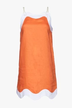 RENATA DRESS | TANGERINE WHITE -Staud Outlet Store STAUD RENATA DRESS TANGERINE WHITE SPRING ECOM 22 4