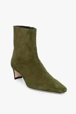 WALLY ANKLE BOOT | OLIVE SUEDE -Staud Outlet Store STAUD WALLY ANKLE BOOT OLIVE SUEDE FALL ECOM 21 1