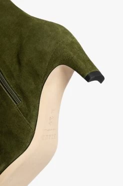 WALLY ANKLE BOOT | OLIVE SUEDE -Staud Outlet Store STAUD WALLY ANKLE BOOT OLIVE SUEDE FALL ECOM 21 3
