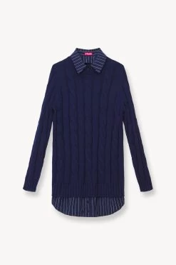 ALDRIN DRESS | NAVY PINSTRIPE 8 ALDRIN DRESS | NAVY PINSTRIPE -Staud Outlet Store STAUD ALDRIN KNIT DRESS NAVY NAVY PINSTRIPE FALL 23 ECOM 1 1