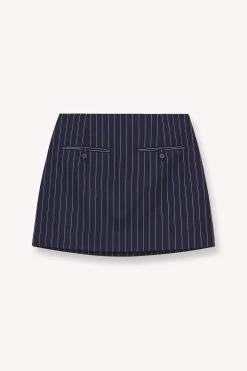ANNETTE SKIRT | NAVY PINSTRIPE -Staud Outlet Store STAUD ANNETTE SKIRT NAVY PINSTRIPE FALL 23 ECOM 1