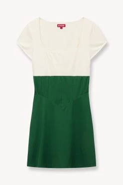 BACKSPIN DRESS | COURT GREEN IVORY 10 BACKSPIN DRESS | COURT GREEN IVORY -Staud Outlet Store STAUD BACKSPIN DRESS IVORY GREEN SUPF 23 ECOM 1