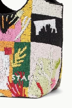 BEADED COTE BAG | CORAL PATCHWORK -Staud Outlet Store STAUD BEADEDCOTE BAG CORALPATCHWORK SUPF 23 ECOM 4